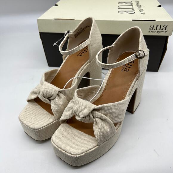 a.n.a Womens Holland Heeled Sandals Cream Natural Platform Size 7M - Picture 5 of 10